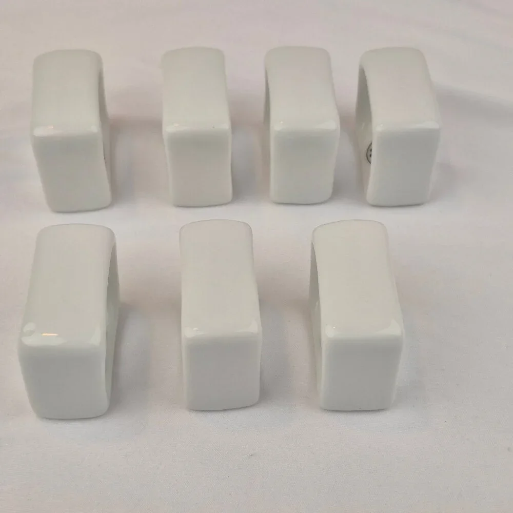 Crown Baccara Napkin Rings Modern Rectangle Porcelain Glossy Finish Set of 7